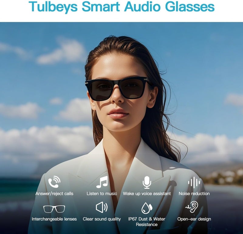 Tulbeys Smart Glasses for Men Women - Bluetooth Audio Sunglasses with Polarized Lenses - Wireless Headphones, Hands-Free Calling, UV Protection, Open Ear, IP67 Waterproof for Driving Fishing Walking - Image 2